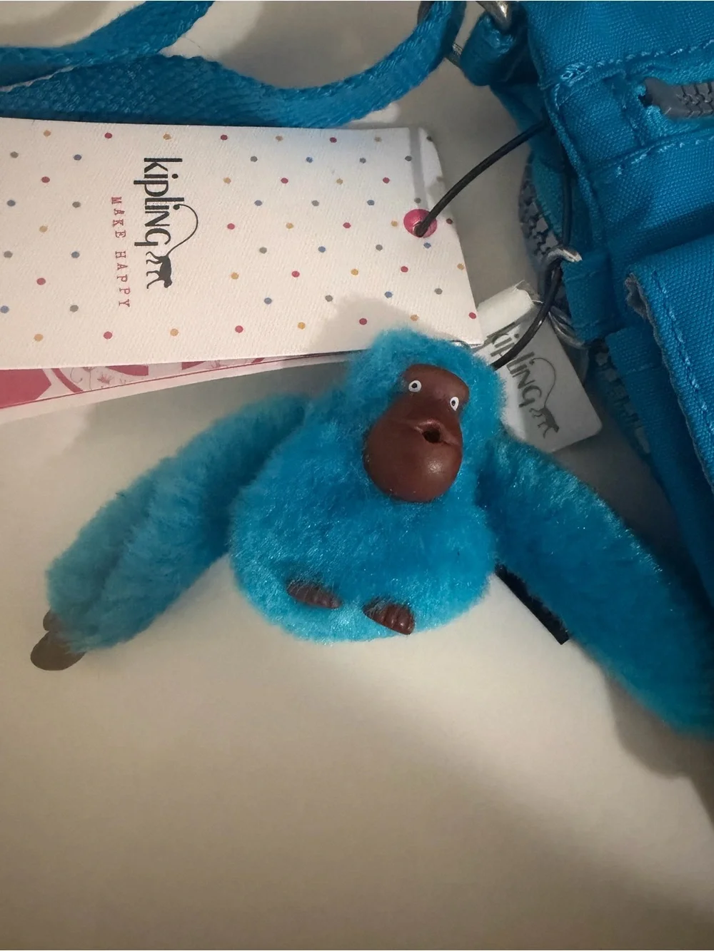 Kipling Bright Blue Nylon Crossbody with Monkey Charm